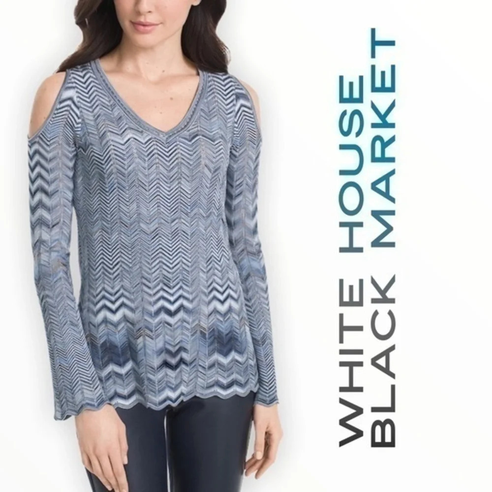 WHBM blue OMBRÉ CHEVRON SWEATER size S